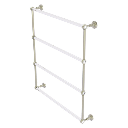 Allied Brass Pacific Grove 32.2" x 4.7" Polished Nickel Solid Brass 4-Tier Ladder Towel Bar With Grooved Accents