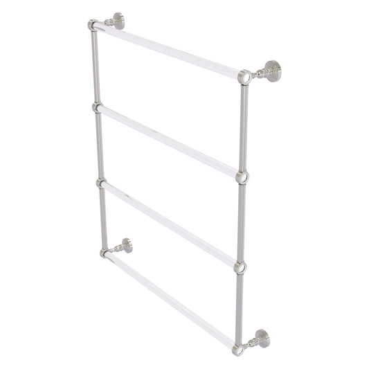 Allied Brass Pacific Grove 32.2" x 4.7" Satin Nickel Solid Brass 4-Tier Ladder Towel Bar With Grooved Accents