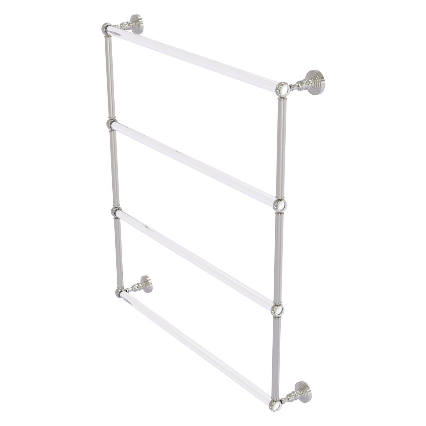Allied Brass Pacific Grove 32.2" x 4.7" Satin Nickel Solid Brass 4-Tier Ladder Towel Bar With Twisted Accents