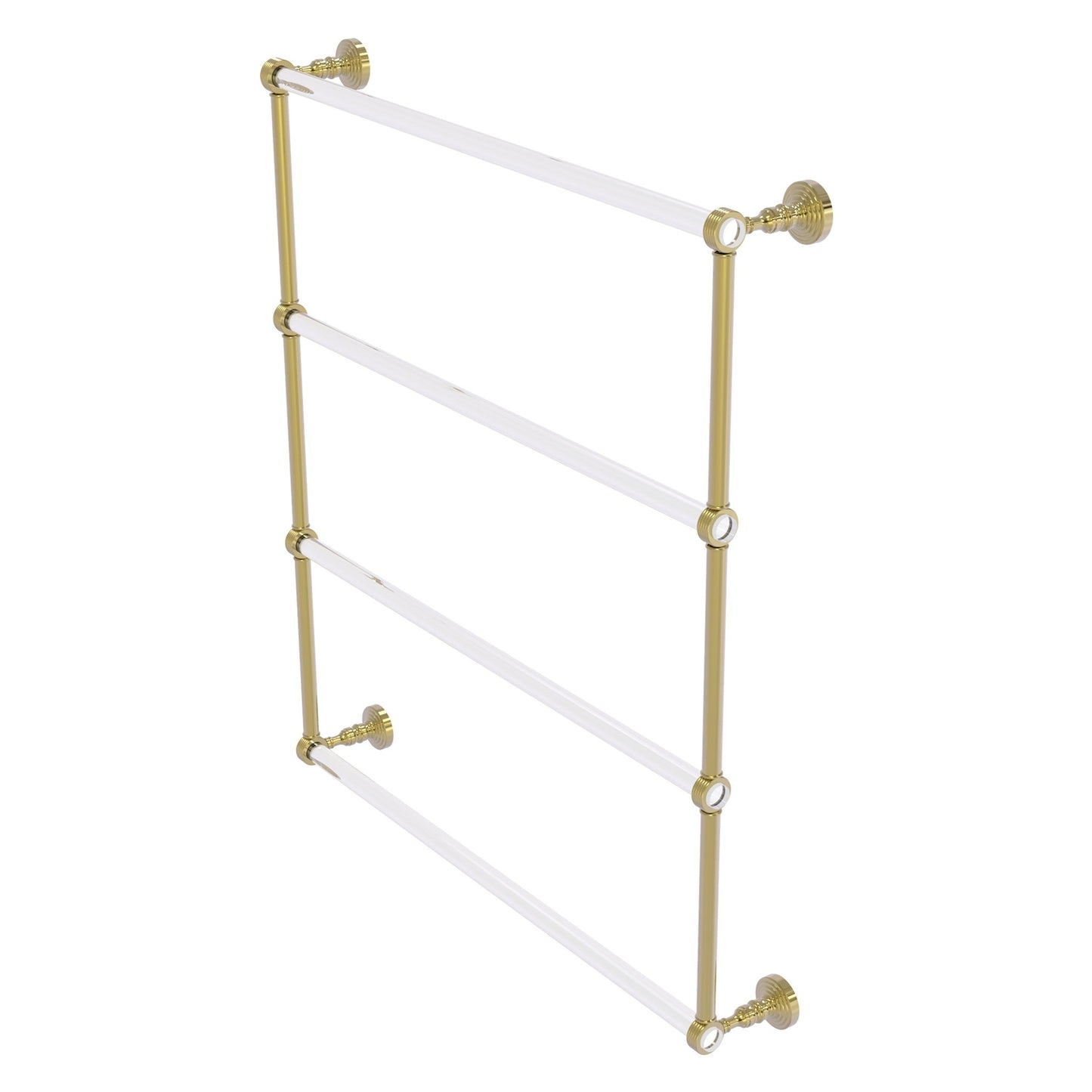 Allied Brass Pacific Grove 32.2" x 4.7" Unlacquered Brass Solid Brass 4-Tier Ladder Towel Bar With Grooved Accents