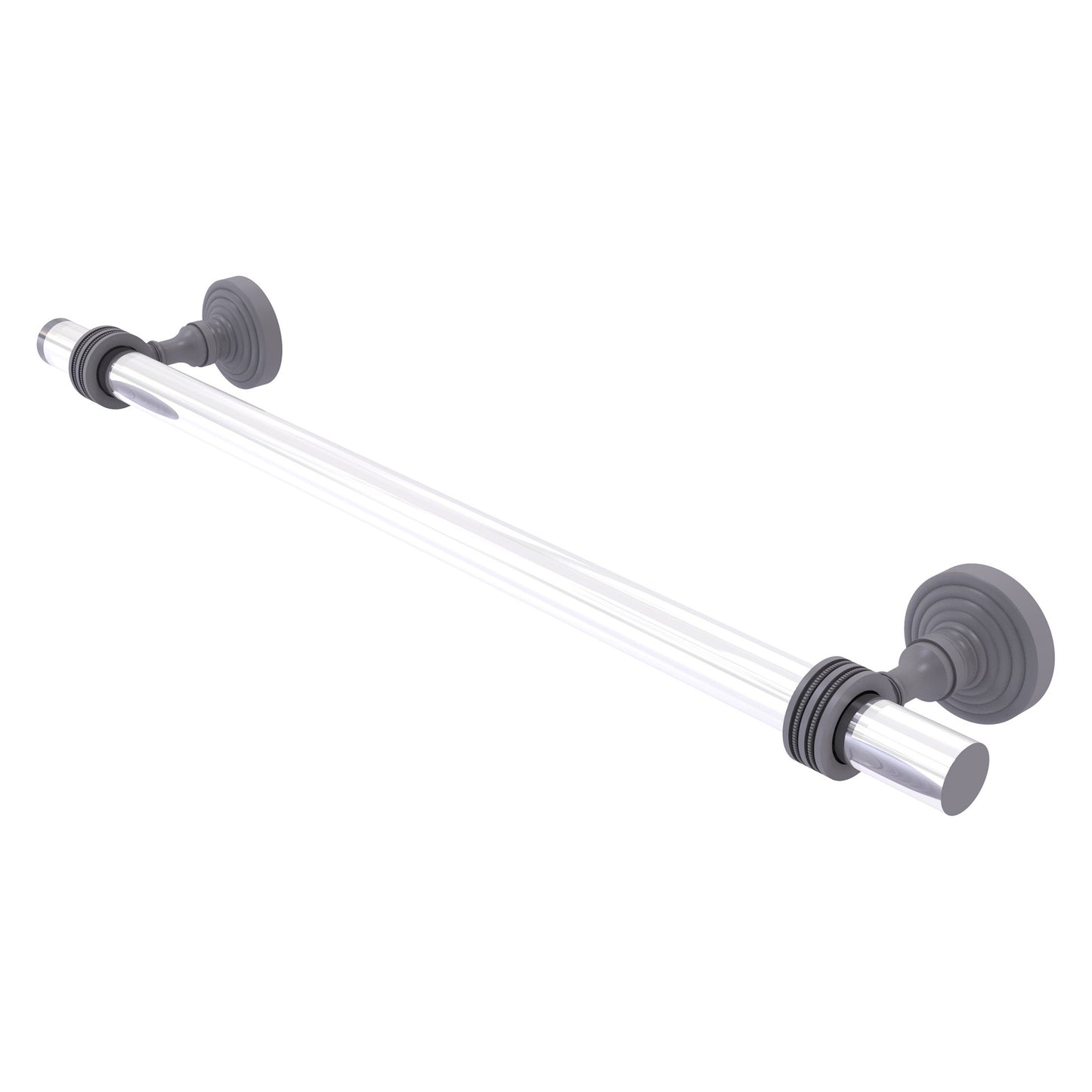 Allied Brass Pacific Grove 34" x 2.2" Matte Gray Solid Brass Towel Bar With Dotted Accents