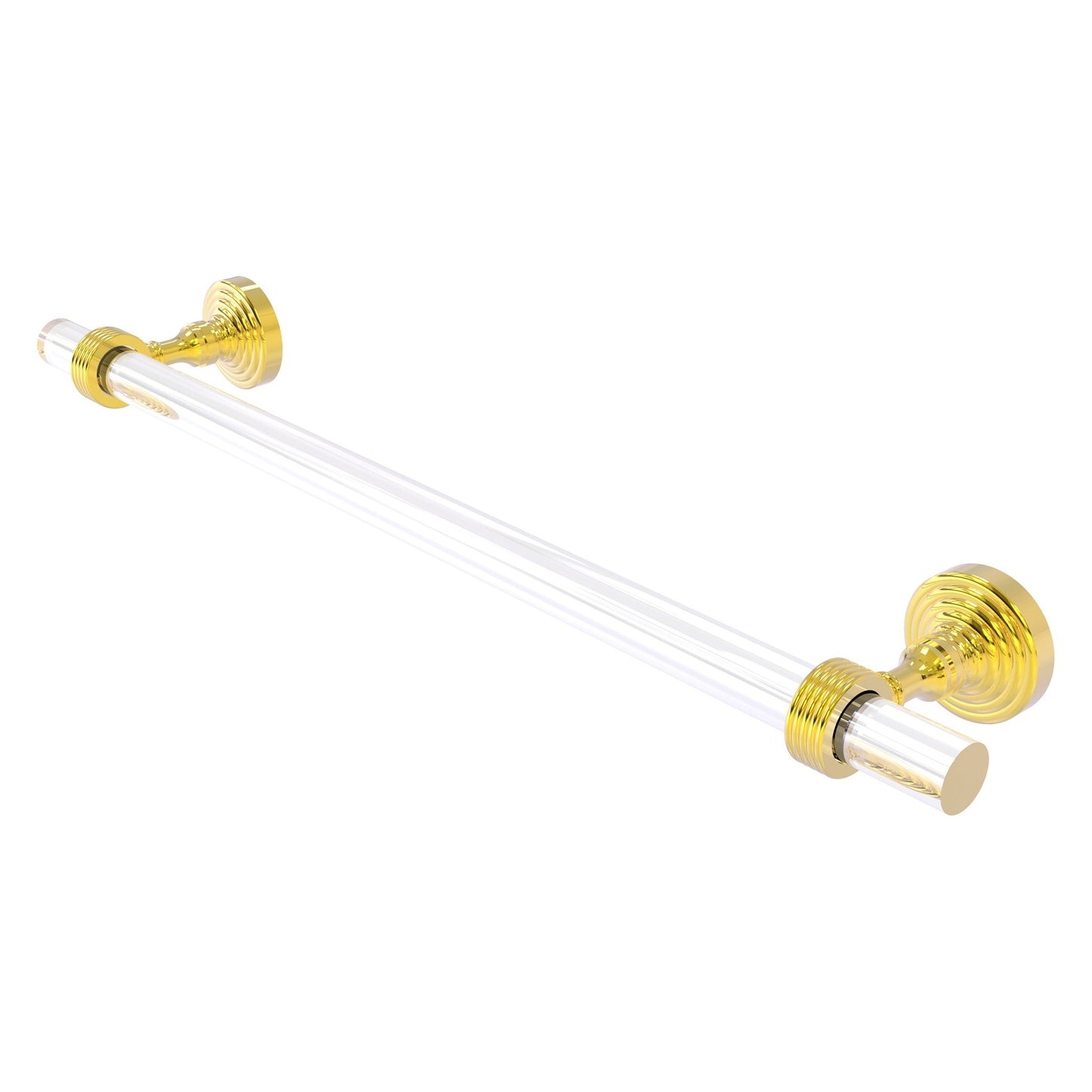 Allied Brass Pacific Grove 34" x 2.2" Polished Brass Solid Brass 30-Inch Towel Bar With Grooved Accents
