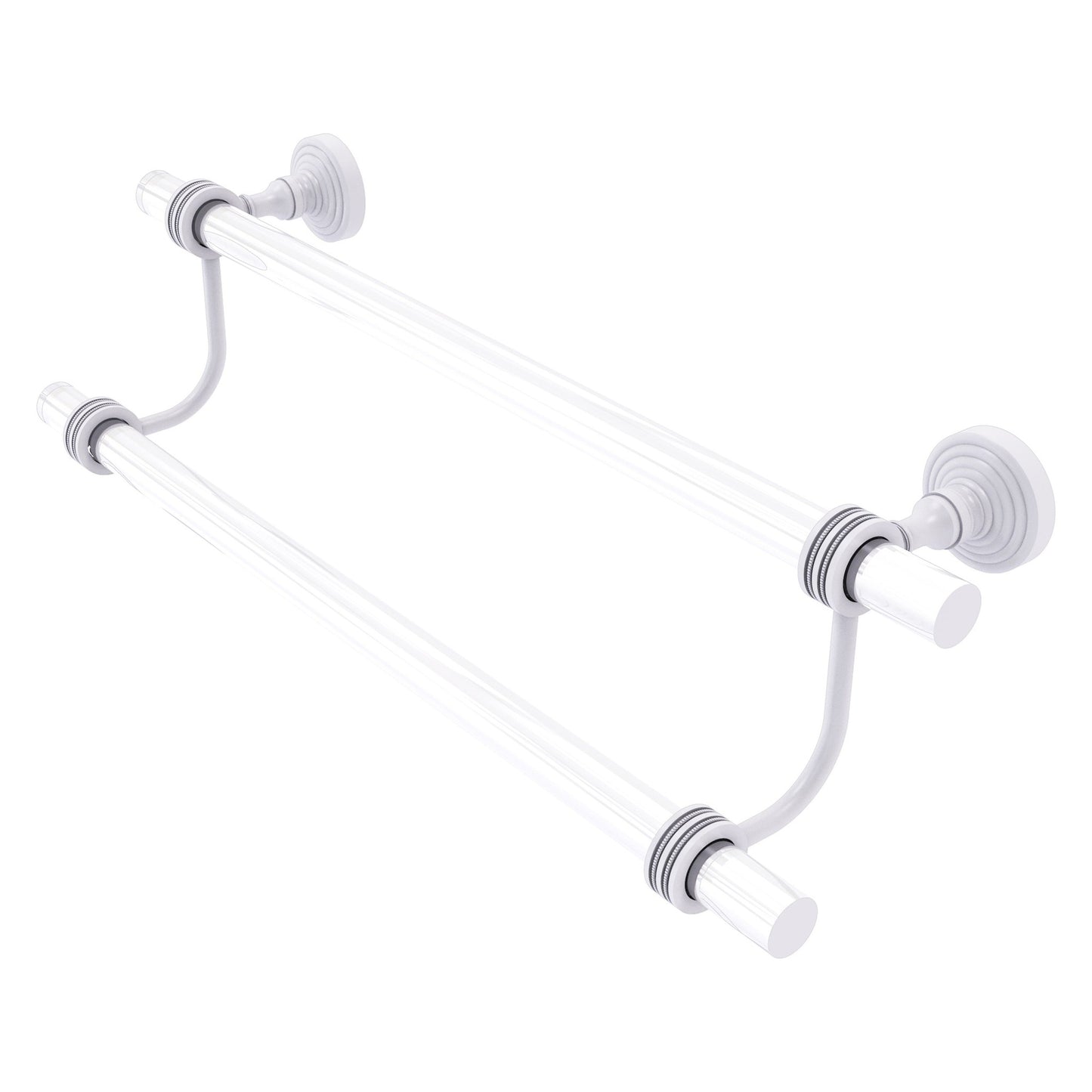 Allied Brass Pacific Grove 34" x 5.3" Matte White Solid Brass 30-Inch Double Towel Bar With Dotted Accents