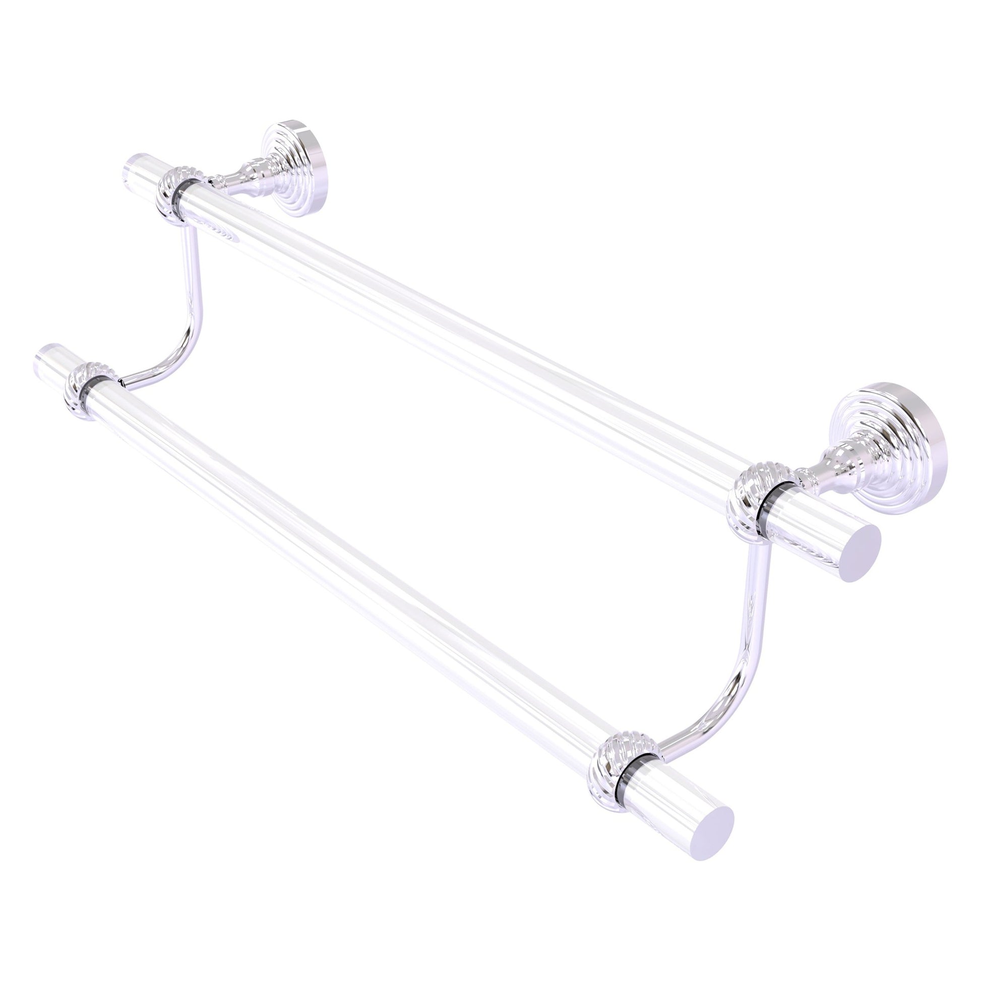 Allied Brass Pacific Grove 34" x 5.3" Polished Chrome Solid Brass 30-Inch Double Towel Bar With Twisted Accents