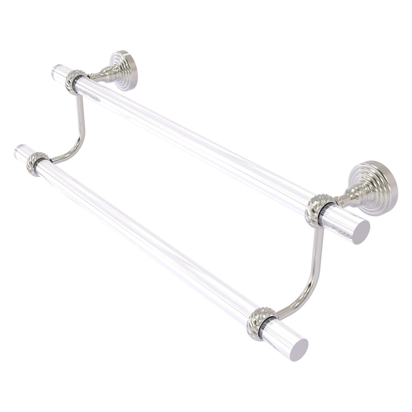 Allied Brass Pacific Grove 34" x 5.3" Satin Nickel Solid Brass 30-Inch Double Towel Bar With Twisted Accents