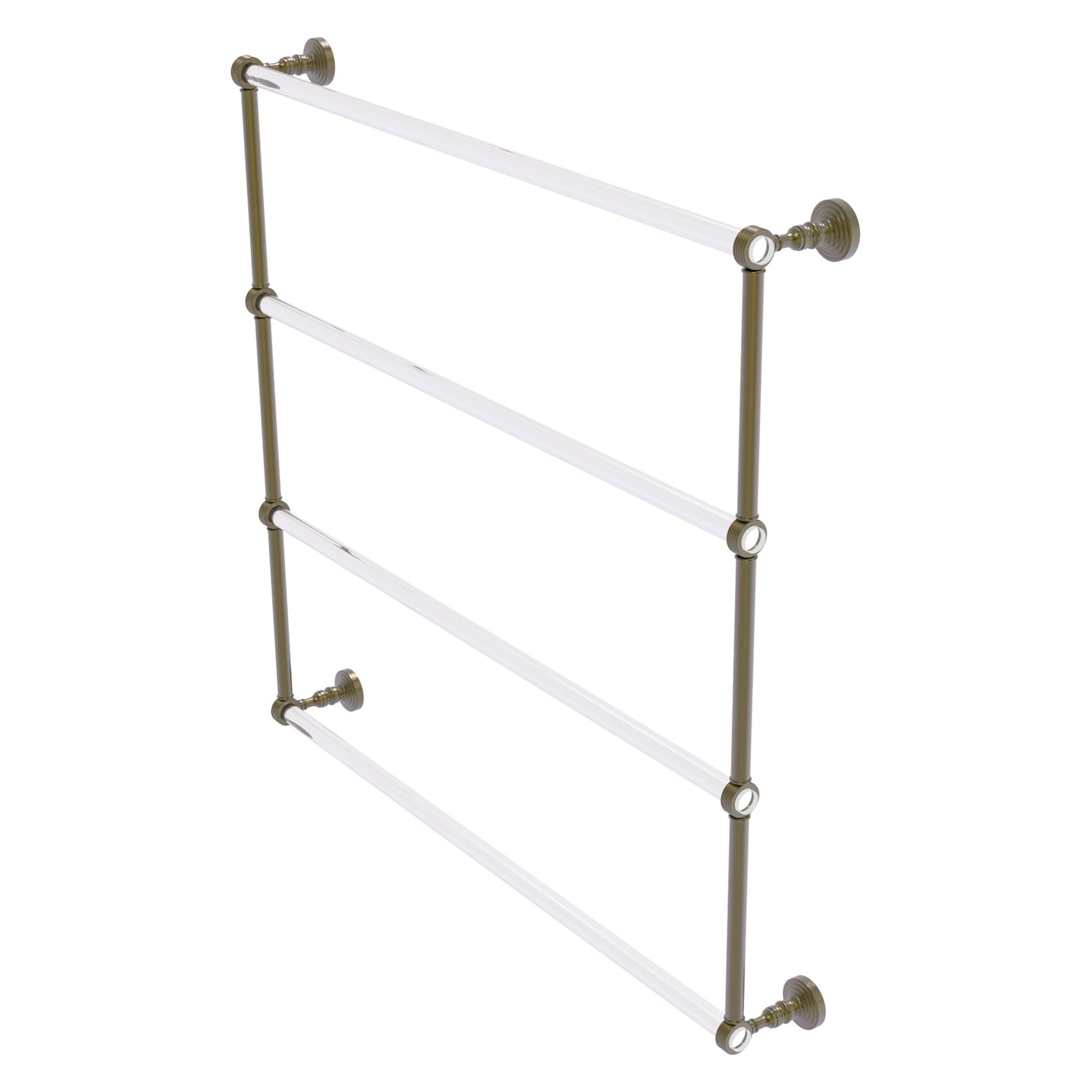 Allied Brass Pacific Grove 38.2" x 4.7" Antique Brass Solid Brass 4-Tier Ladder Towel Bar With Grooved Accents