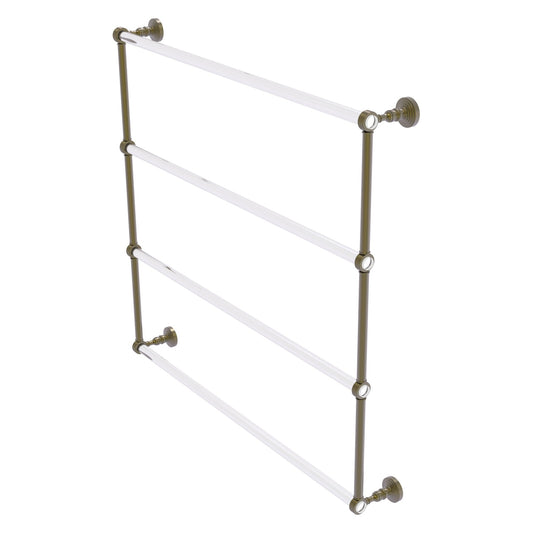 Allied Brass Pacific Grove 38.2" x 4.7" Antique Brass Solid Brass 4-Tier Ladder Towel Bar With Grooved Accents