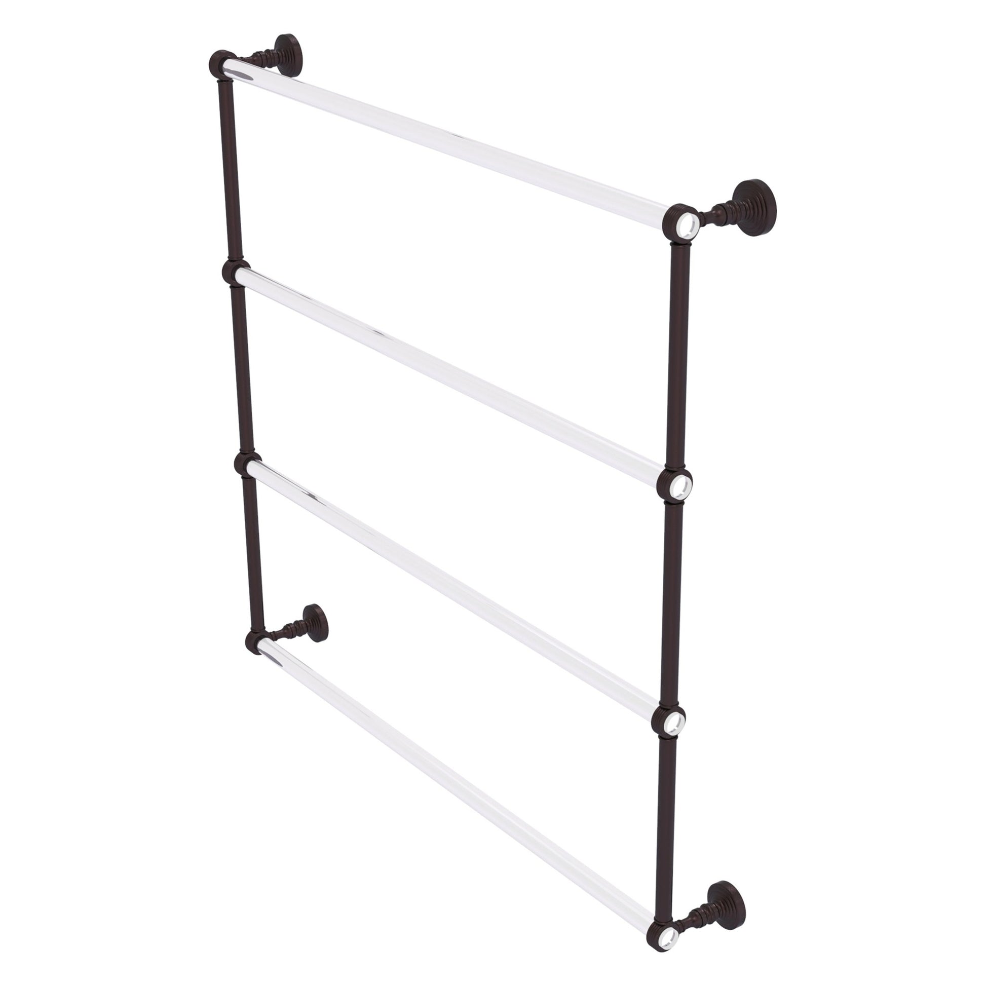 Allied Brass Pacific Grove 38.2" x 4.7" Antique Bronze Solid Brass 4-Tier Ladder Towel Bar With Grooved Accents