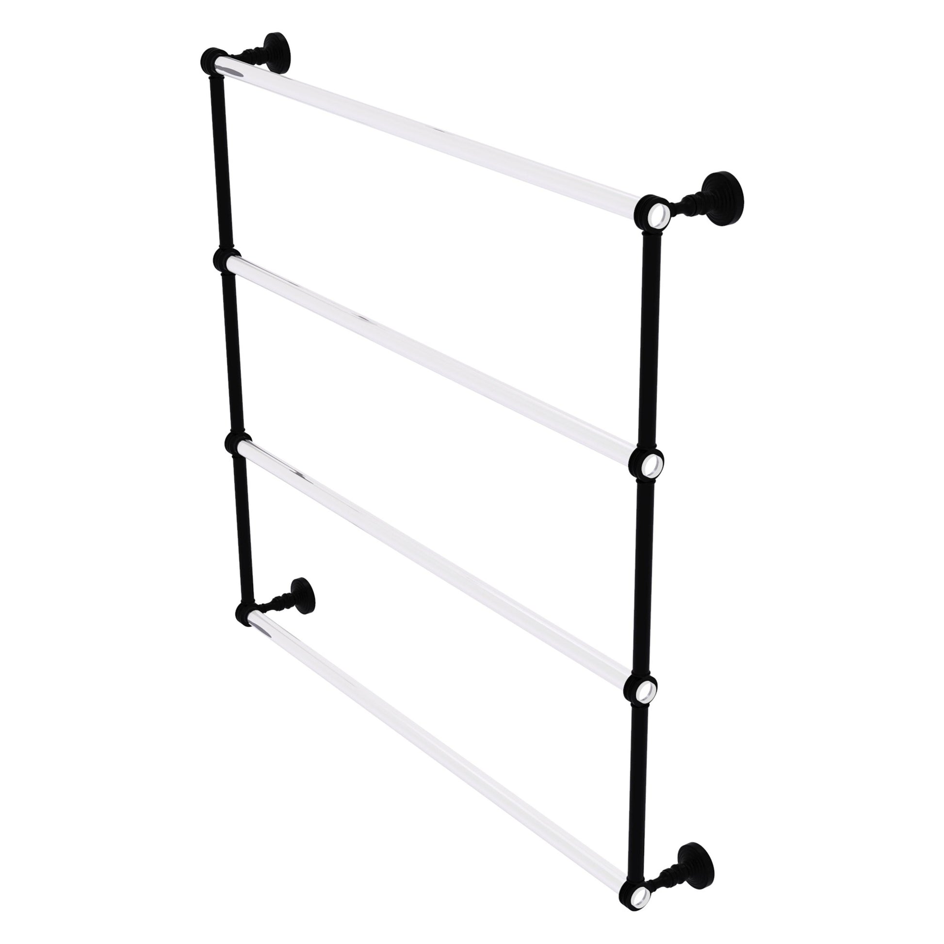 Allied Brass Pacific Grove 38.2" x 4.7" Matte Black Solid Brass 4-Tier Ladder Towel Bar With Dotted Accents