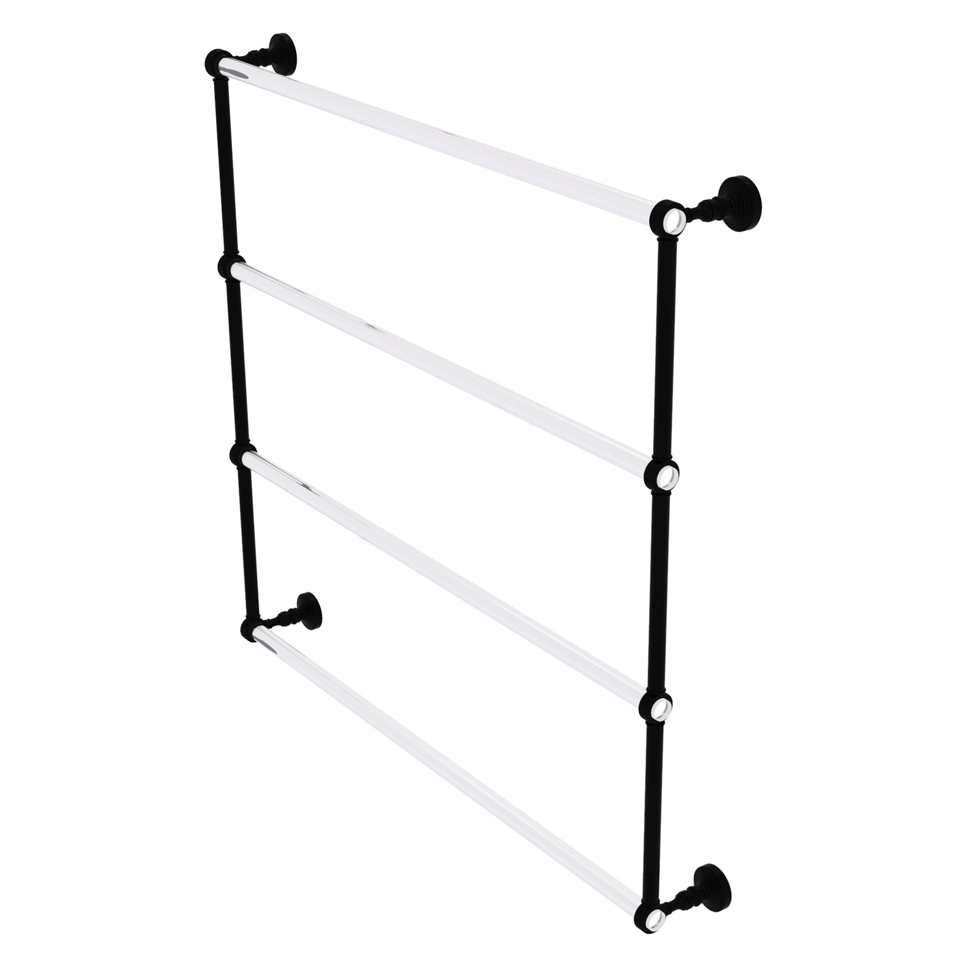Allied Brass Pacific Grove 38.2" x 4.7" Matte Black Solid Brass 4-Tier Ladder Towel Bar With Grooved Accents