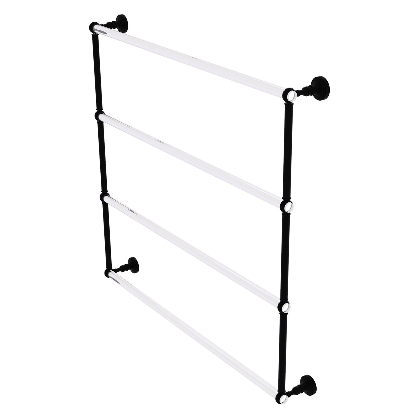 Allied Brass Pacific Grove 38.2" x 4.7" Matte Black Solid Brass 4-Tier Ladder Towel Bar With Twisted Accents