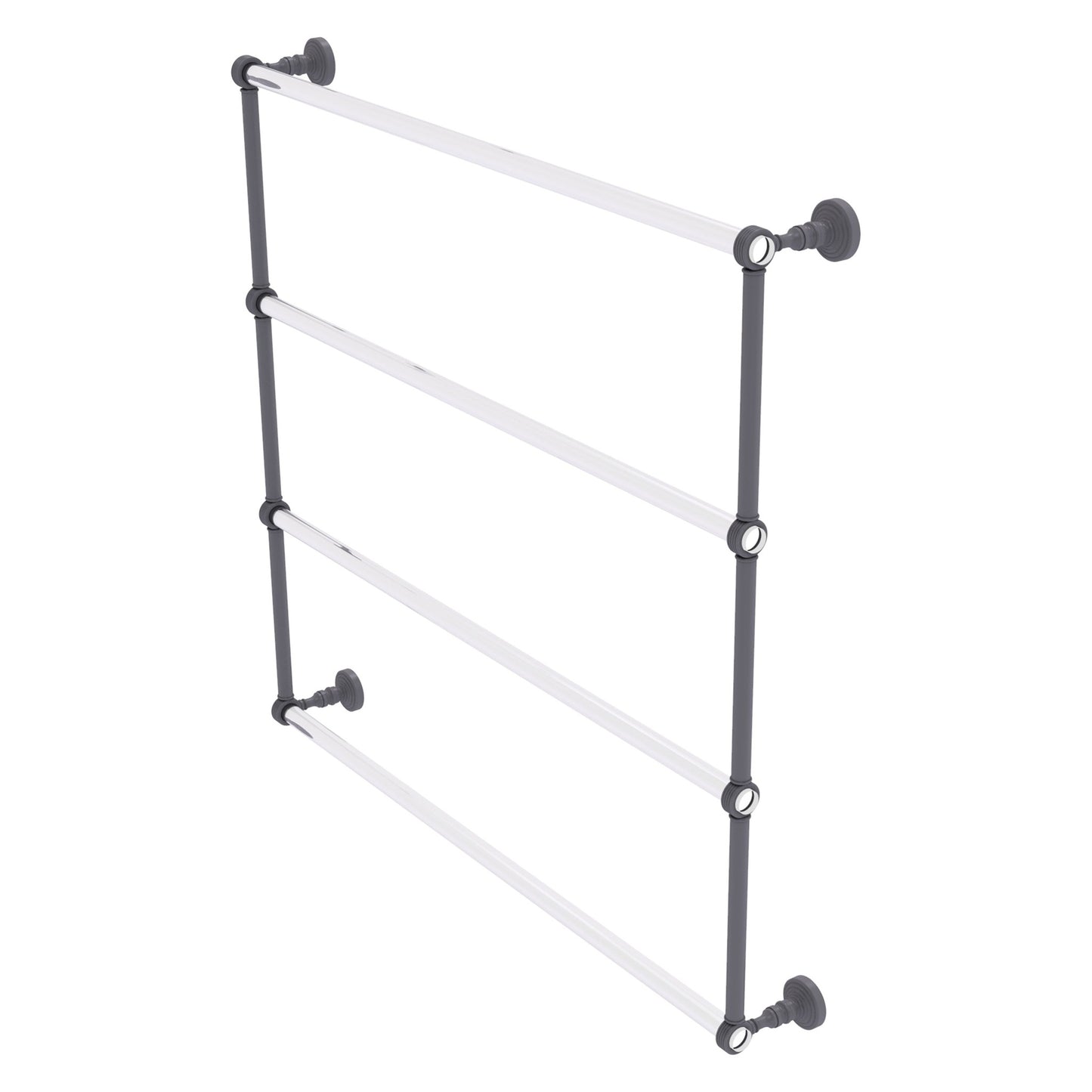 Allied Brass Pacific Grove 38.2" x 4.7" Matte Gray Solid Brass 4-Tier Ladder Towel Bar With Grooved Accents