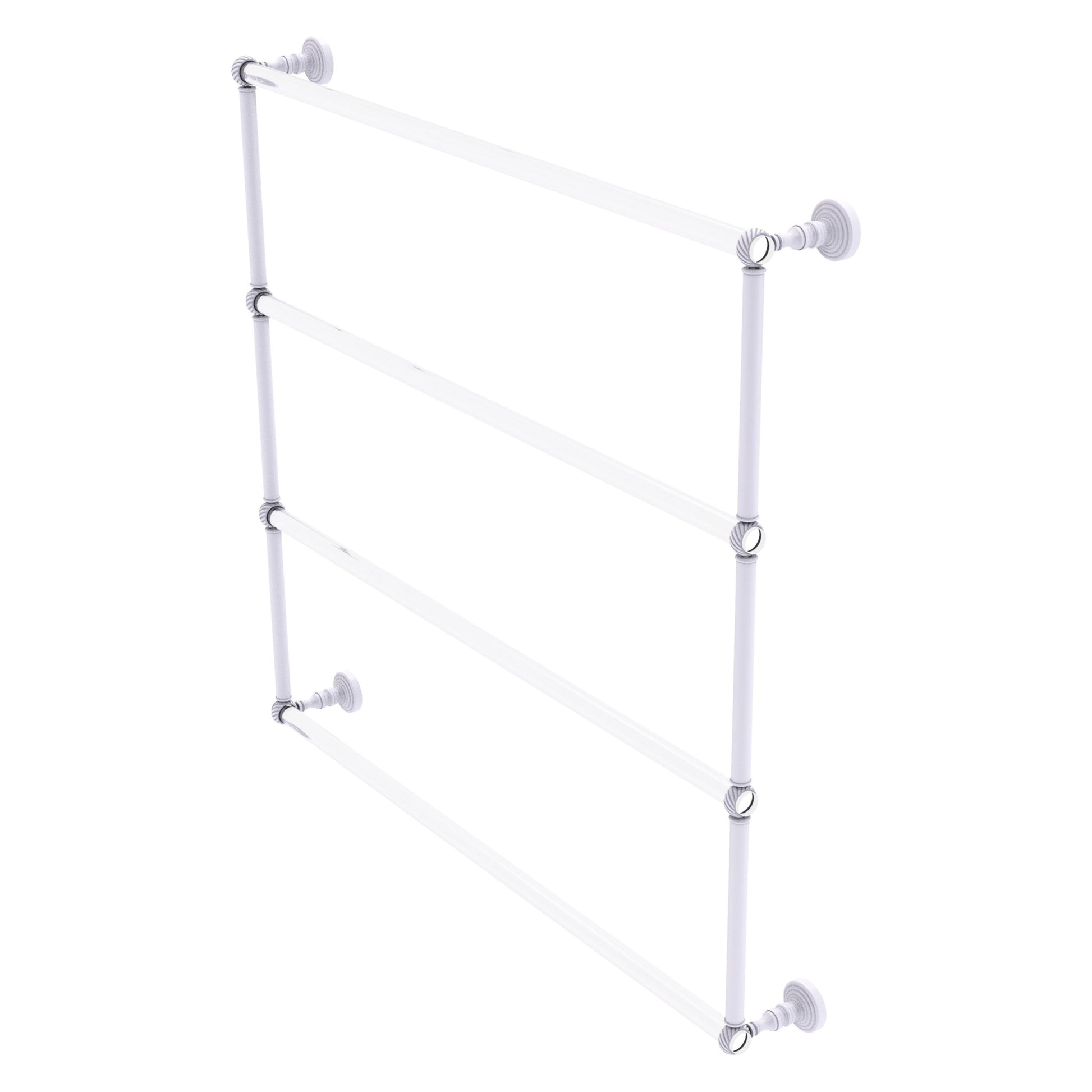 Allied Brass Pacific Grove 38.2" x 4.7" Matte White Solid Brass 4-Tier Ladder Towel Bar With Twisted Accents