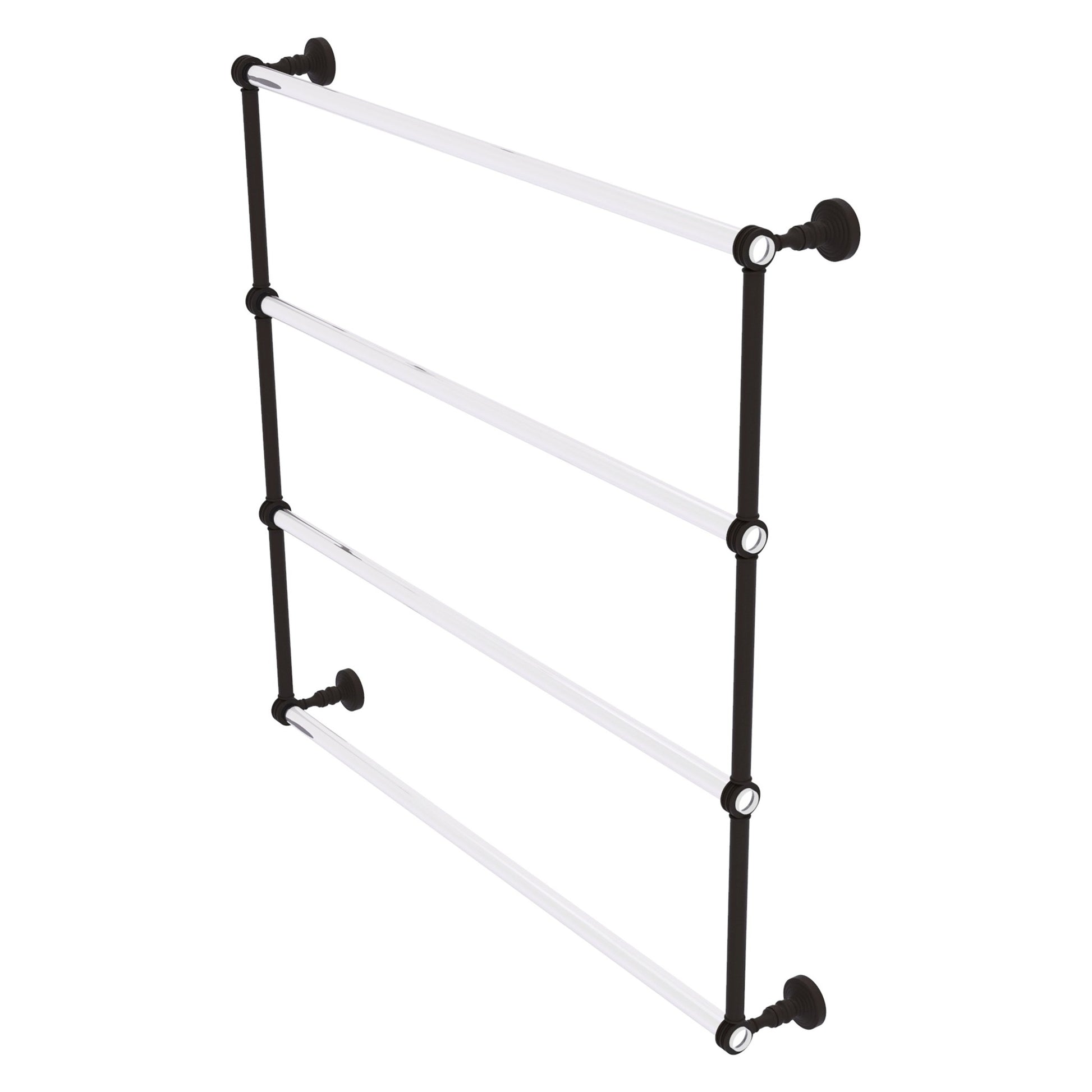 Allied Brass Pacific Grove 38.2" x 4.7" Oil Rubbed Bronze Solid Brass 4-Tier Ladder Towel Bar With Dotted Accents