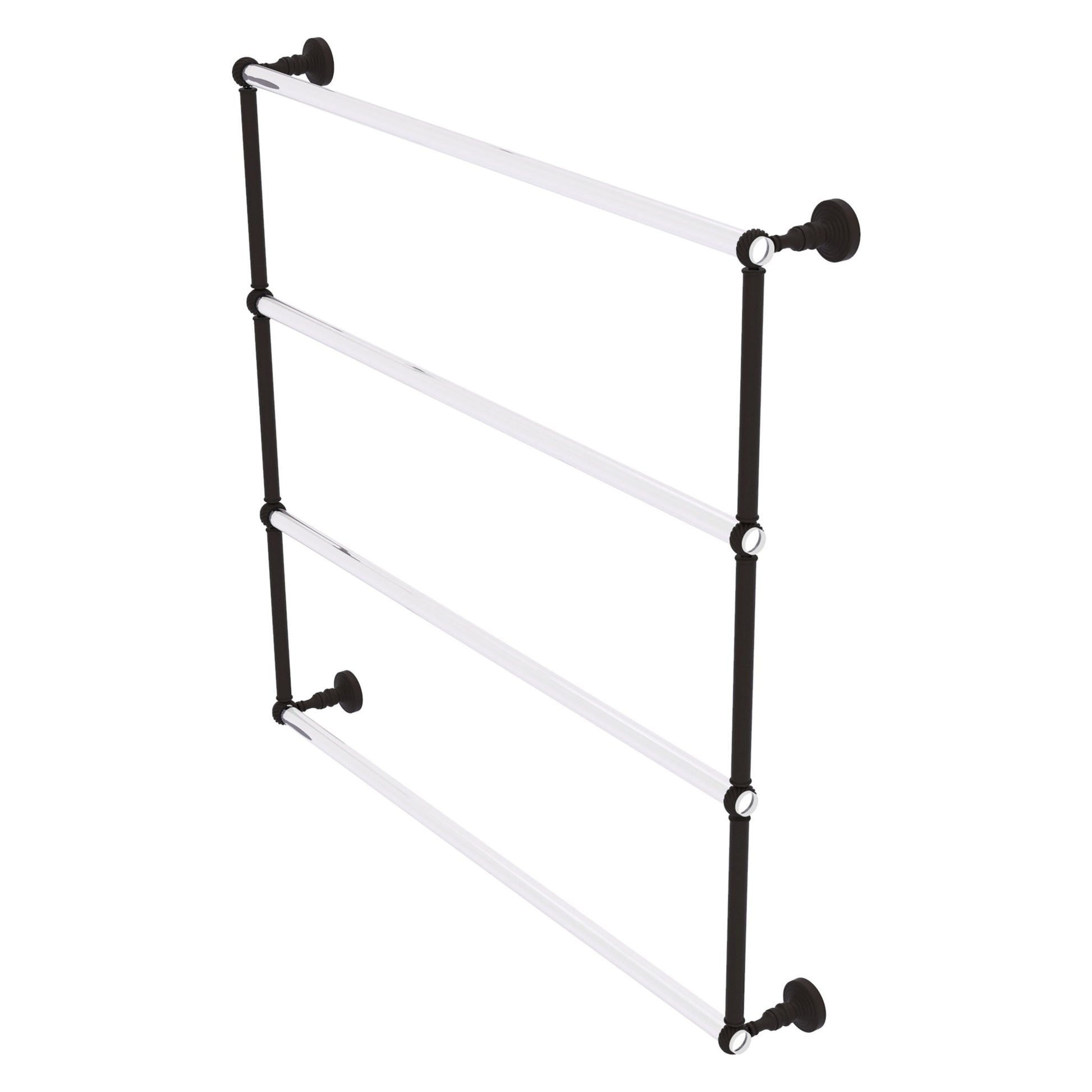 Allied Brass Pacific Grove 38.2" x 4.7" Oil Rubbed Bronze Solid Brass 4-Tier Ladder Towel Bar With Twisted Accents