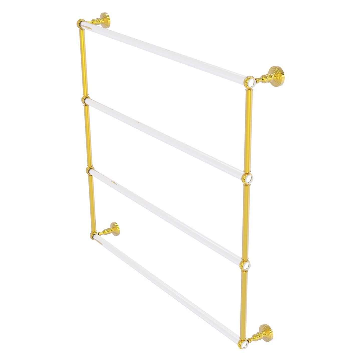 Allied Brass Pacific Grove 38.2" x 4.7" Polished Brass Solid Brass 4-Tier Ladder Towel Bar With Twisted Accents