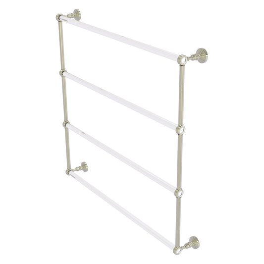 Allied Brass Pacific Grove 38.2" x 4.7" Polished Nickel Solid Brass 4-Tier Ladder Towel Bar With Grooved Accents