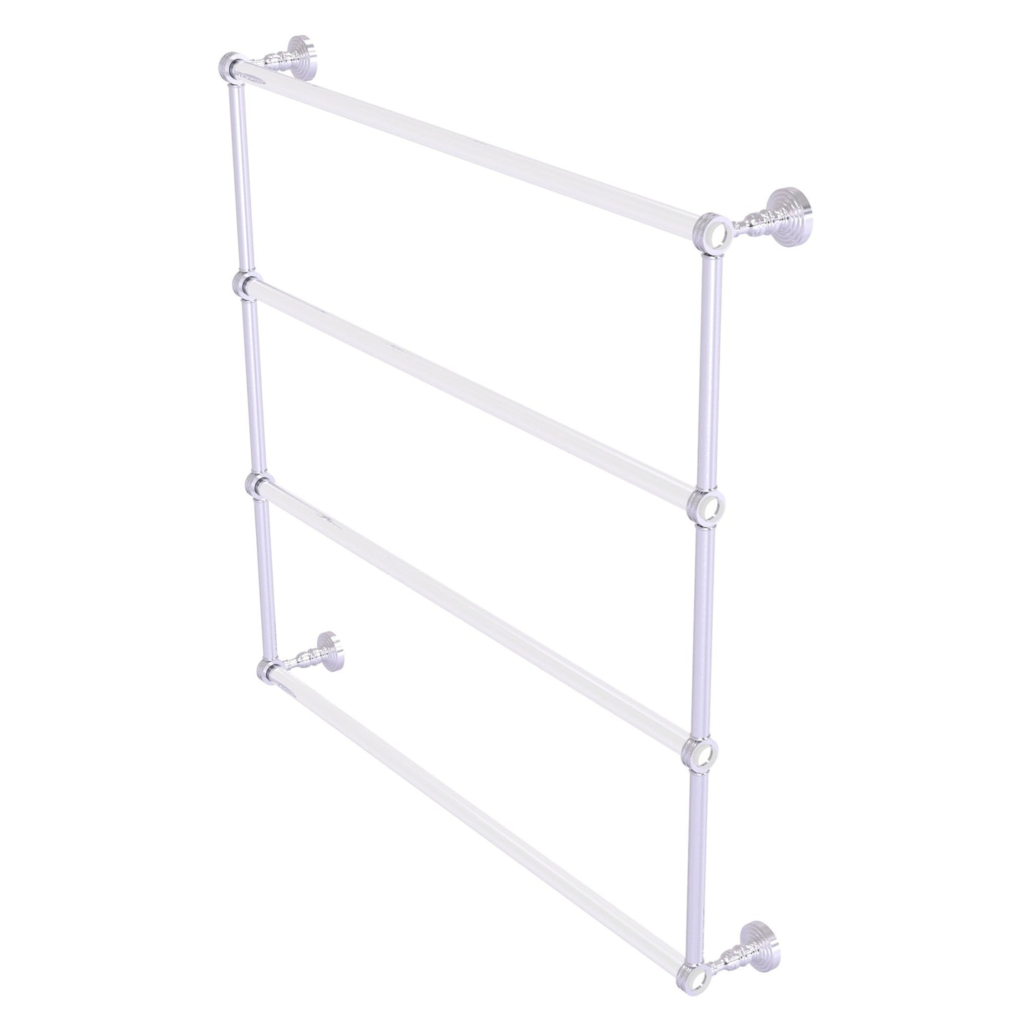 Allied Brass Pacific Grove 38.2" x 4.7" Satin Chrome Solid Brass 4-Tier Ladder Towel Bar With Dotted Accents