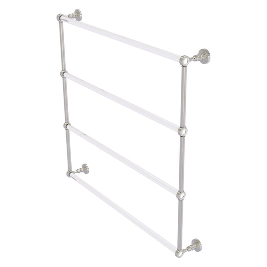 Allied Brass Pacific Grove 38.2" x 4.7" Satin Nickel Solid Brass 4-Tier Ladder Towel Bar With Grooved Accents