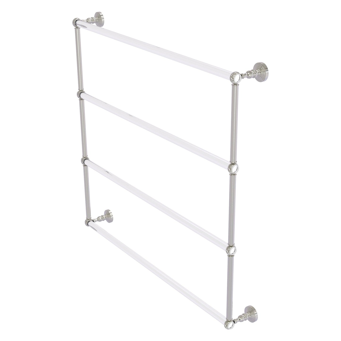 Allied Brass Pacific Grove 38.2" x 4.7" Satin Nickel Solid Brass 4-Tier Ladder Towel Bar With Twisted Accents