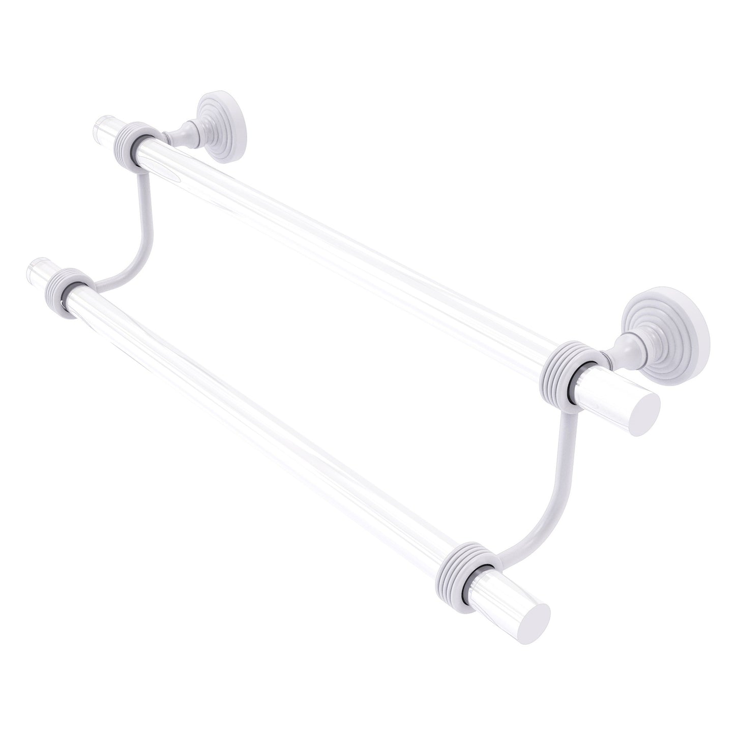 Allied Brass Pacific Grove 40" x 5.3" Matte White Solid Brass 36-Inch Double Towel Bar With Grooved Accents