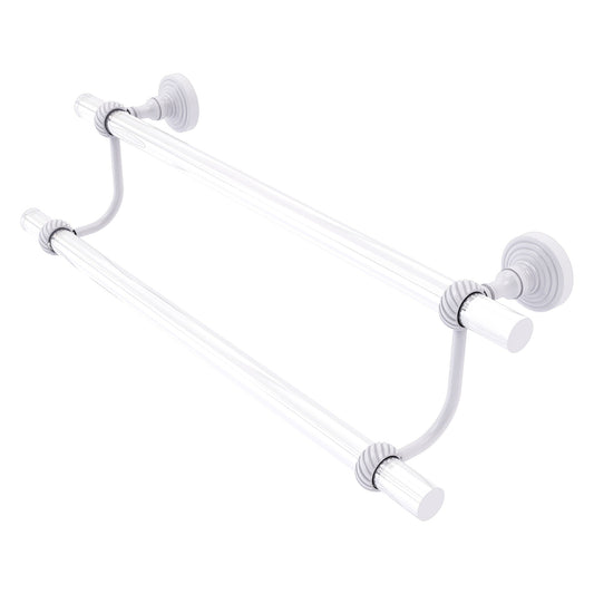 Allied Brass Pacific Grove 40" x 5.3" Matte White Solid Brass 36-Inch Double Towel Bar With Twisted Accents