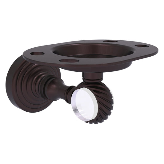 Allied Brass Pacific Grove 4.3" x 2.8" Antique Bronze Solid Brass Tumbler and Toothbrush Holder With Twisted Accents