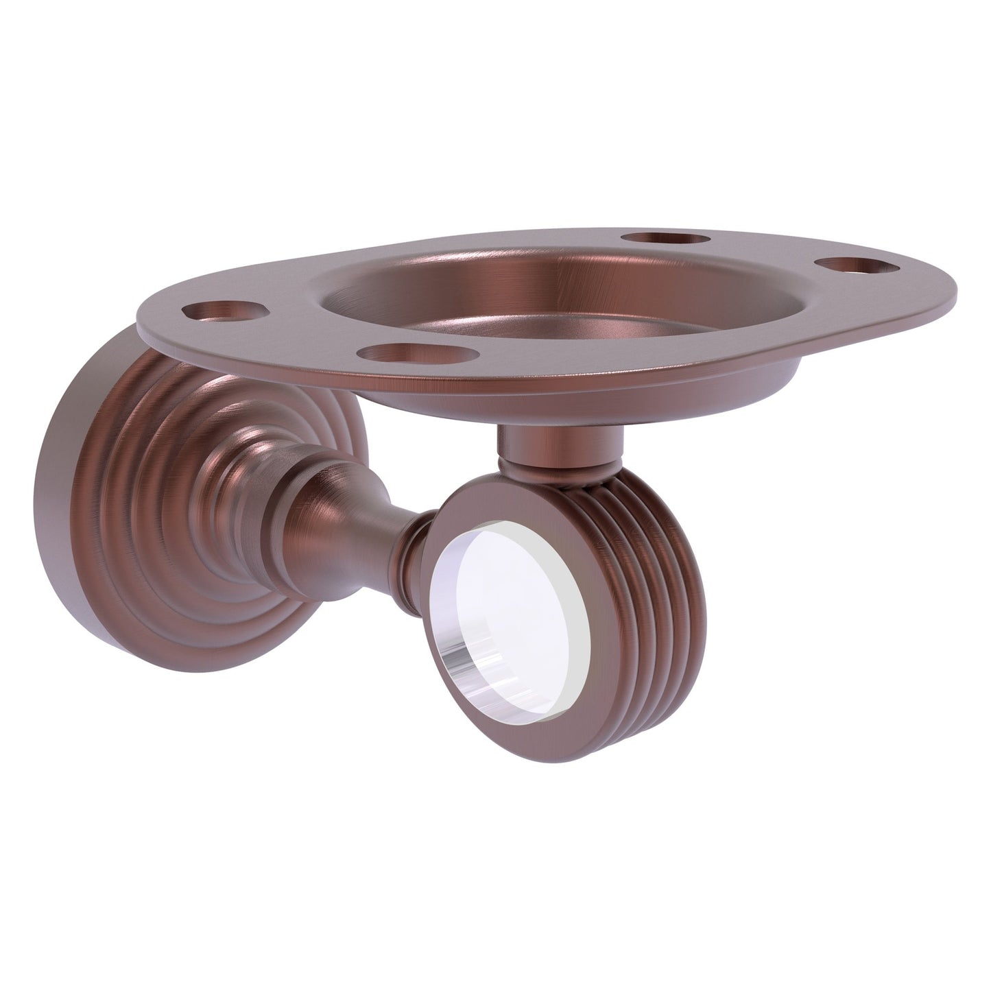 Allied Brass Pacific Grove 4.3" x 2.8" Antique Copper Solid Brass Tumbler and Toothbrush Holder With Grooved Accents