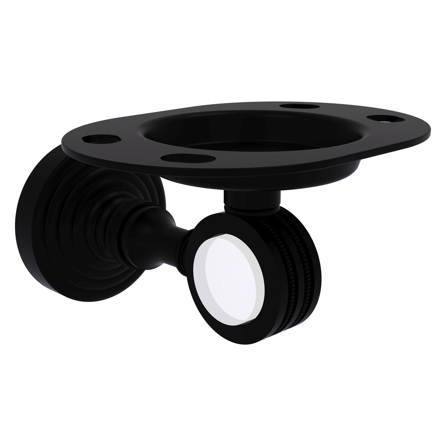 Allied Brass Pacific Grove 4.3" x 2.8" Matte Black Solid Brass Tumbler and Toothbrush Holder With Dotted Accents