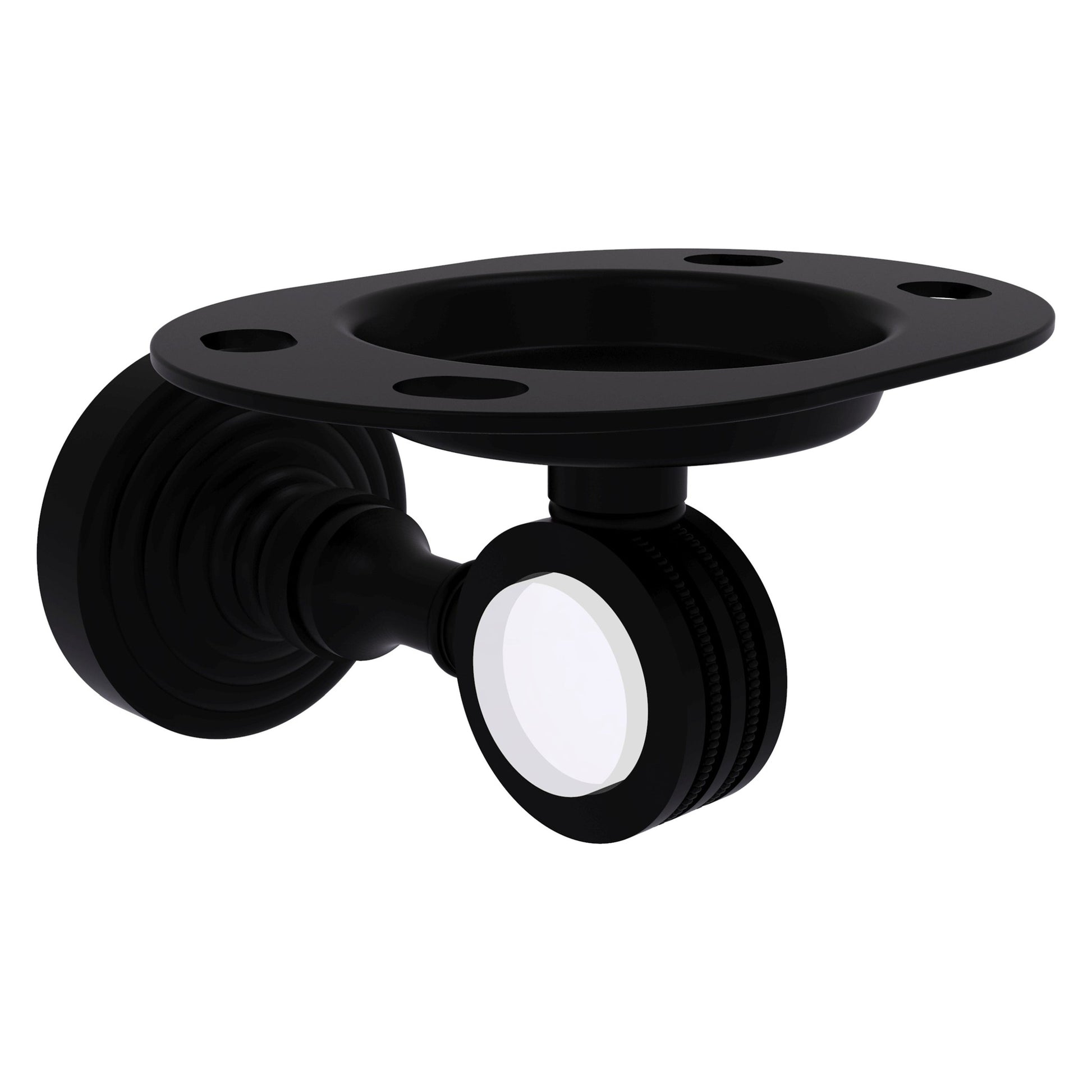 Allied Brass Pacific Grove 4.3" x 2.8" Matte Black Solid Brass Tumbler and Toothbrush Holder With Dotted Accents