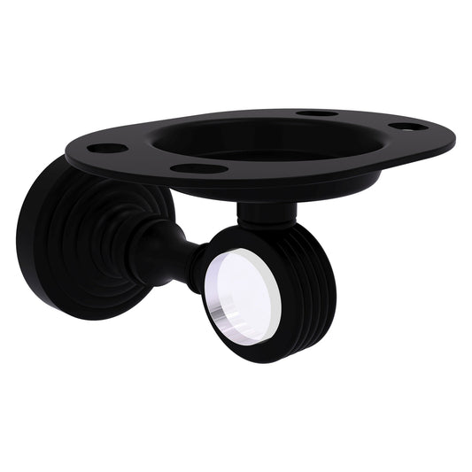 Allied Brass Pacific Grove 4.3" x 2.8" Matte Black Solid Brass Tumbler and Toothbrush Holder With Grooved Accents