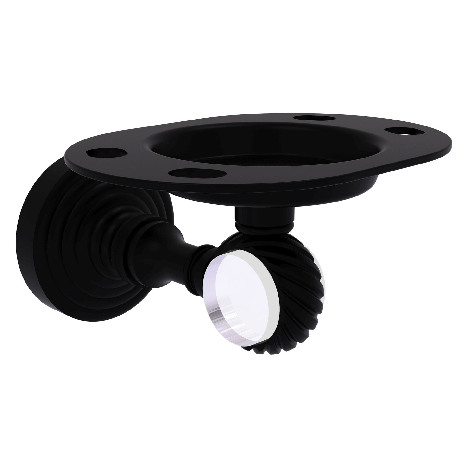 Allied Brass Pacific Grove 4.3" x 2.8" Matte Black Solid Brass Tumbler and Toothbrush Holder With Twisted Accents