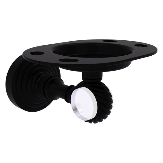 Allied Brass Pacific Grove 4.3" x 2.8" Matte Black Solid Brass Tumbler and Toothbrush Holder With Twisted Accents