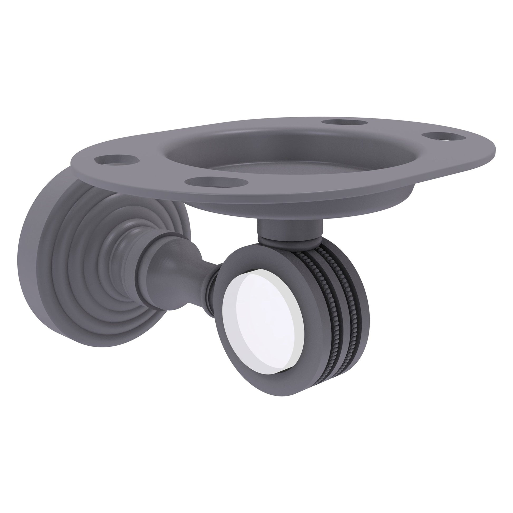 Allied Brass Pacific Grove 4.3" x 2.8" Matte Gray Solid Brass Tumbler and Toothbrush Holder With Dotted Accents