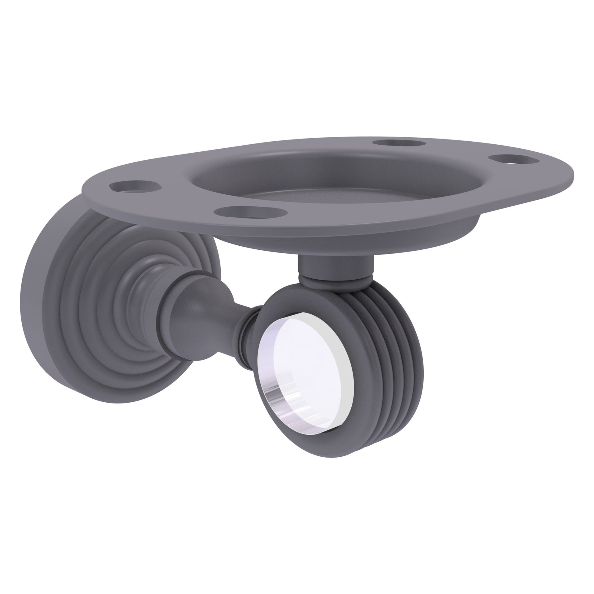 Allied Brass Pacific Grove 4.3" x 2.8" Matte Gray Solid Brass Tumbler and Toothbrush Holder With Grooved Accents