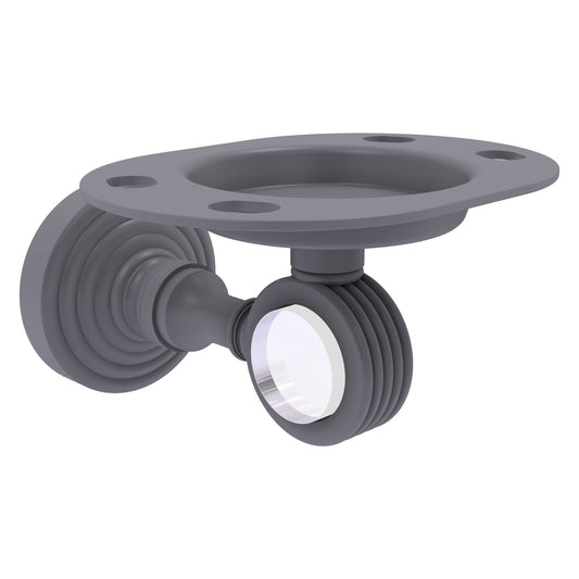 Allied Brass Pacific Grove 4.3" x 2.8" Matte Gray Solid Brass Tumbler and Toothbrush Holder With Grooved Accents