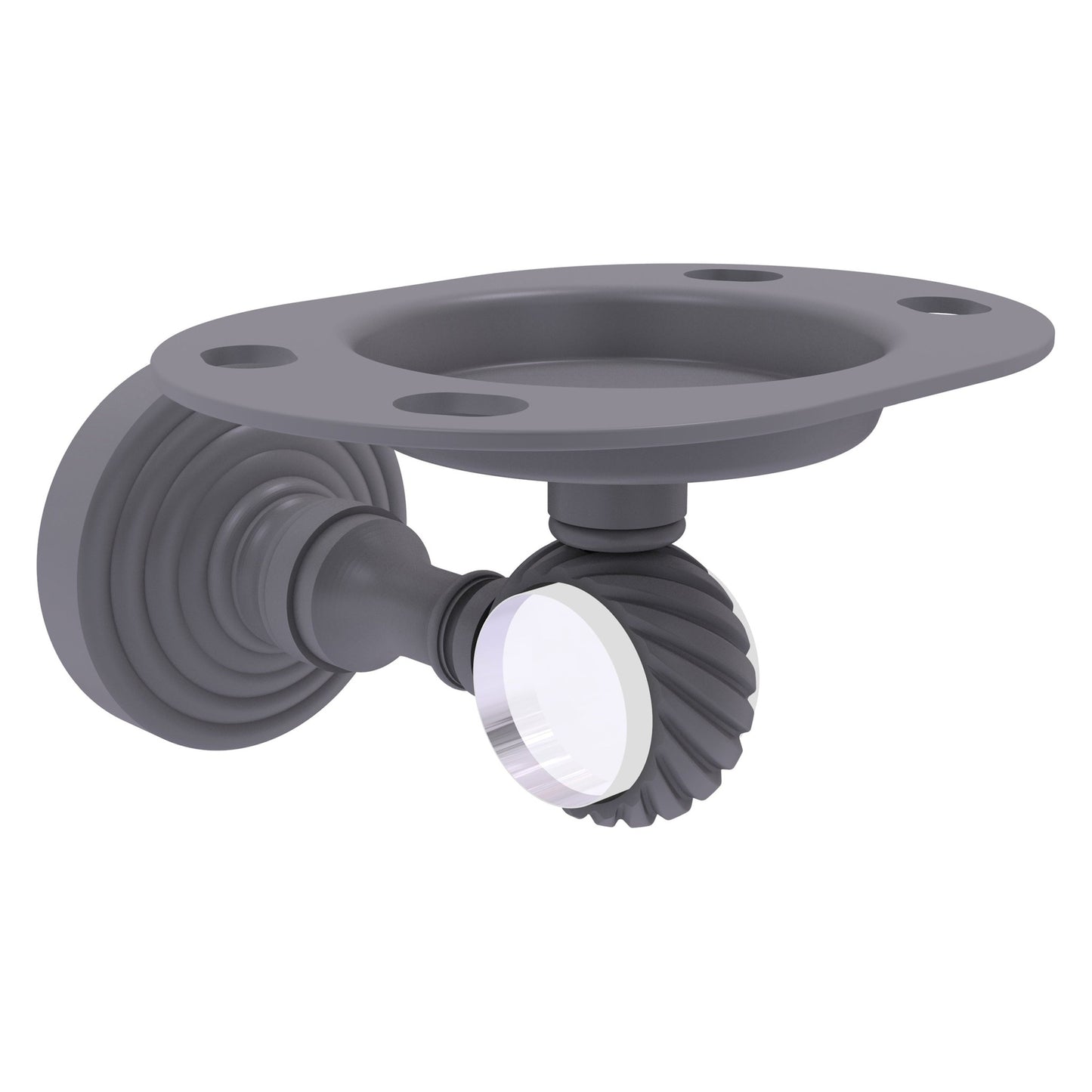 Allied Brass Pacific Grove 4.3" x 2.8" Matte Gray Solid Brass Tumbler and Toothbrush Holder With Twisted Accents