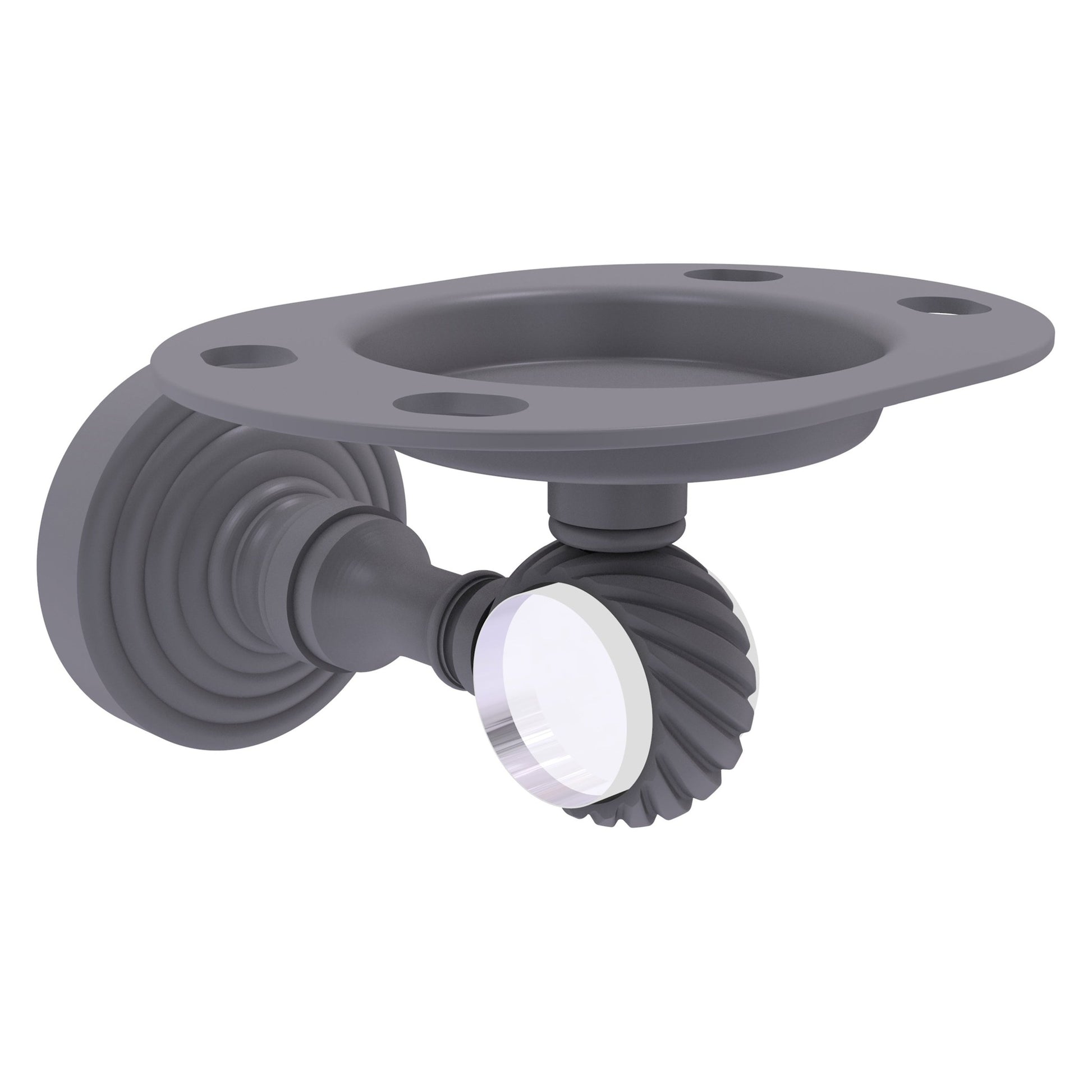 Allied Brass Pacific Grove 4.3" x 2.8" Matte Gray Solid Brass Tumbler and Toothbrush Holder With Twisted Accents