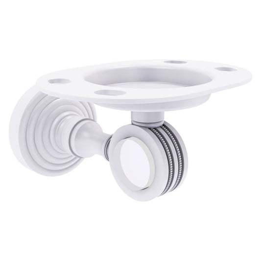 Allied Brass Pacific Grove 4.3" x 2.8" Matte White Solid Brass Tumbler and Toothbrush Holder With Dotted Accents