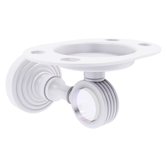 Allied Brass Pacific Grove 4.3" x 2.8" Matte White Solid Brass Tumbler and Toothbrush Holder With Grooved Accents