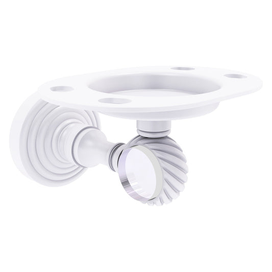 Allied Brass Pacific Grove 4.3" x 2.8" Matte White Solid Brass Tumbler and Toothbrush Holder With Twisted Accents