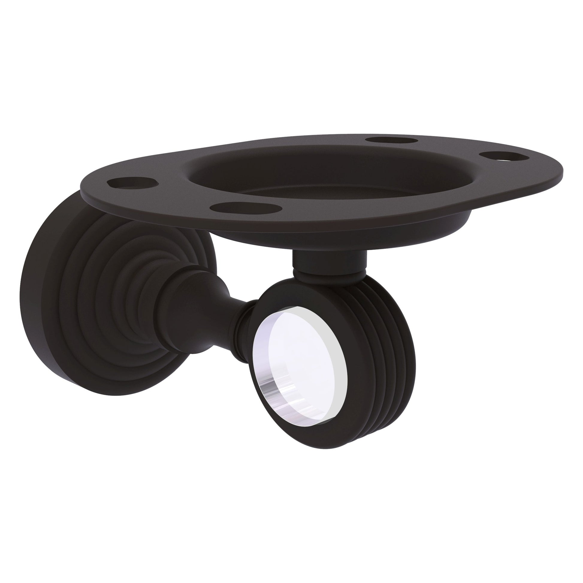 Allied Brass Pacific Grove 4.3" x 2.8" Oil Rubbed Bronze Solid Brass Tumbler and Toothbrush Holder With Grooved Accents