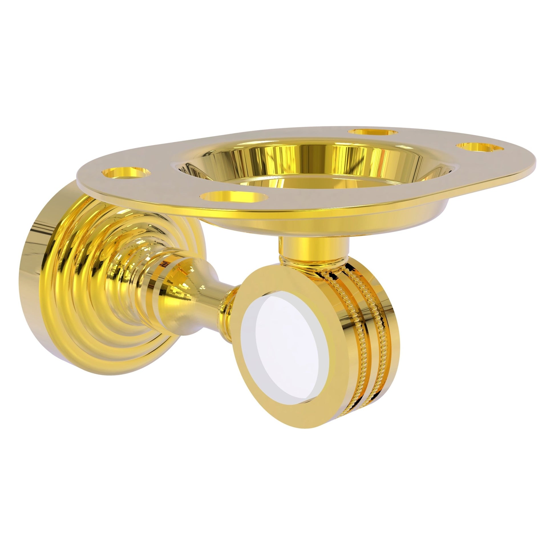 Allied Brass Pacific Grove 4.3" x 2.8" Polished Brass Solid Brass Tumbler and Toothbrush Holder With Dotted Accents