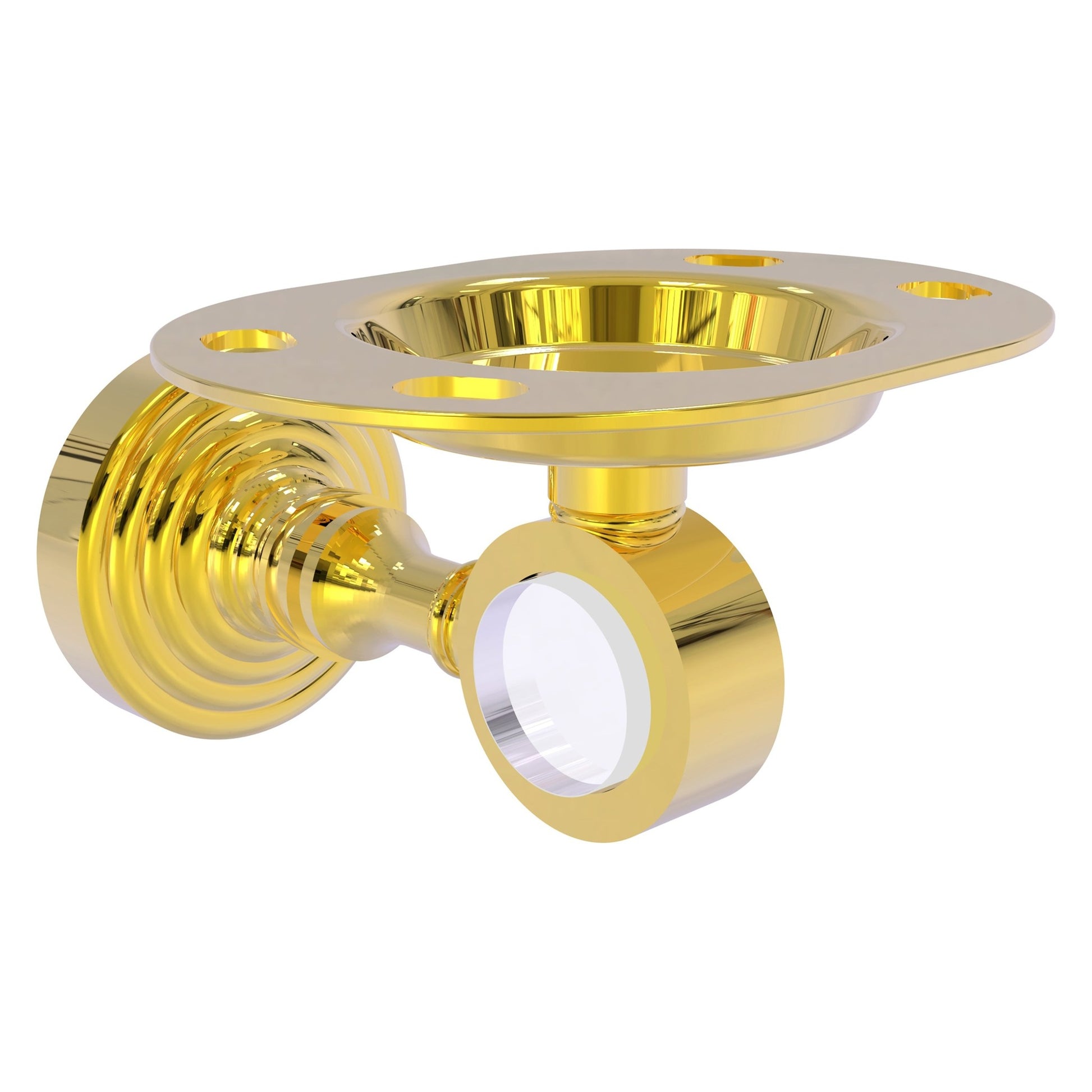 Allied Brass Pacific Grove 4.3" x 2.8" Polished Brass Solid Brass Tumbler and Toothbrush Holder