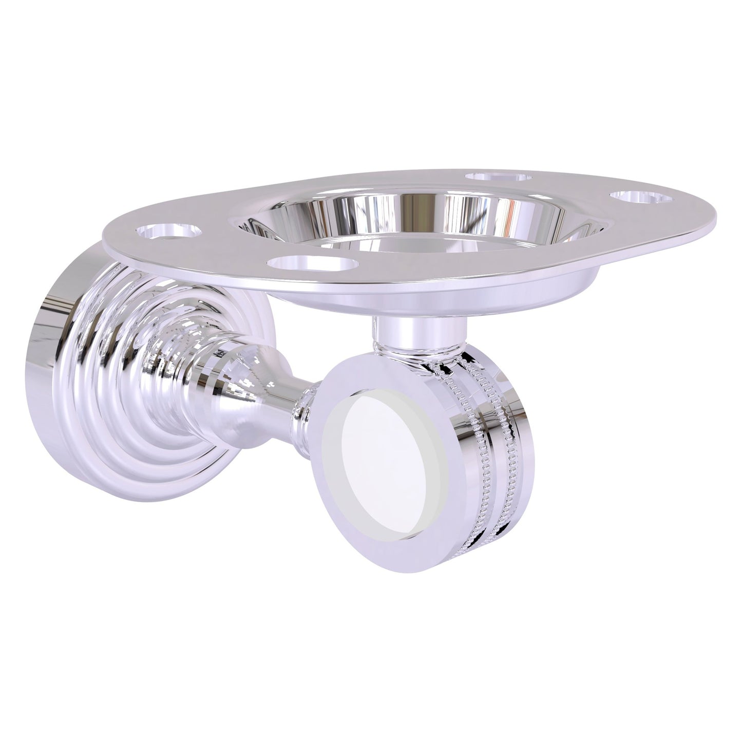 Allied Brass Pacific Grove 4.3" x 2.8" Polished Chrome Solid Brass Tumbler and Toothbrush Holder With Dotted Accents