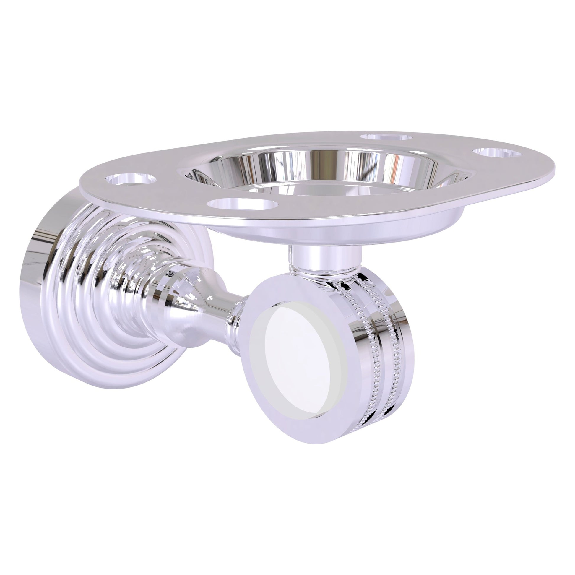 Allied Brass Pacific Grove 4.3" x 2.8" Polished Chrome Solid Brass Tumbler and Toothbrush Holder With Dotted Accents