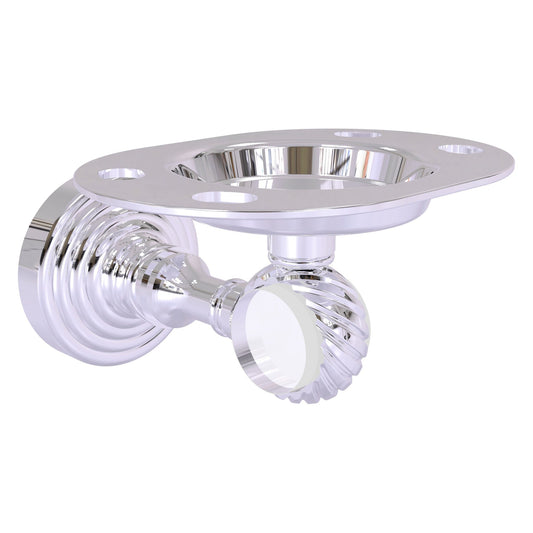 Allied Brass Pacific Grove 4.3" x 2.8" Polished Chrome Solid Brass Tumbler and Toothbrush Holder With Twisted Accents