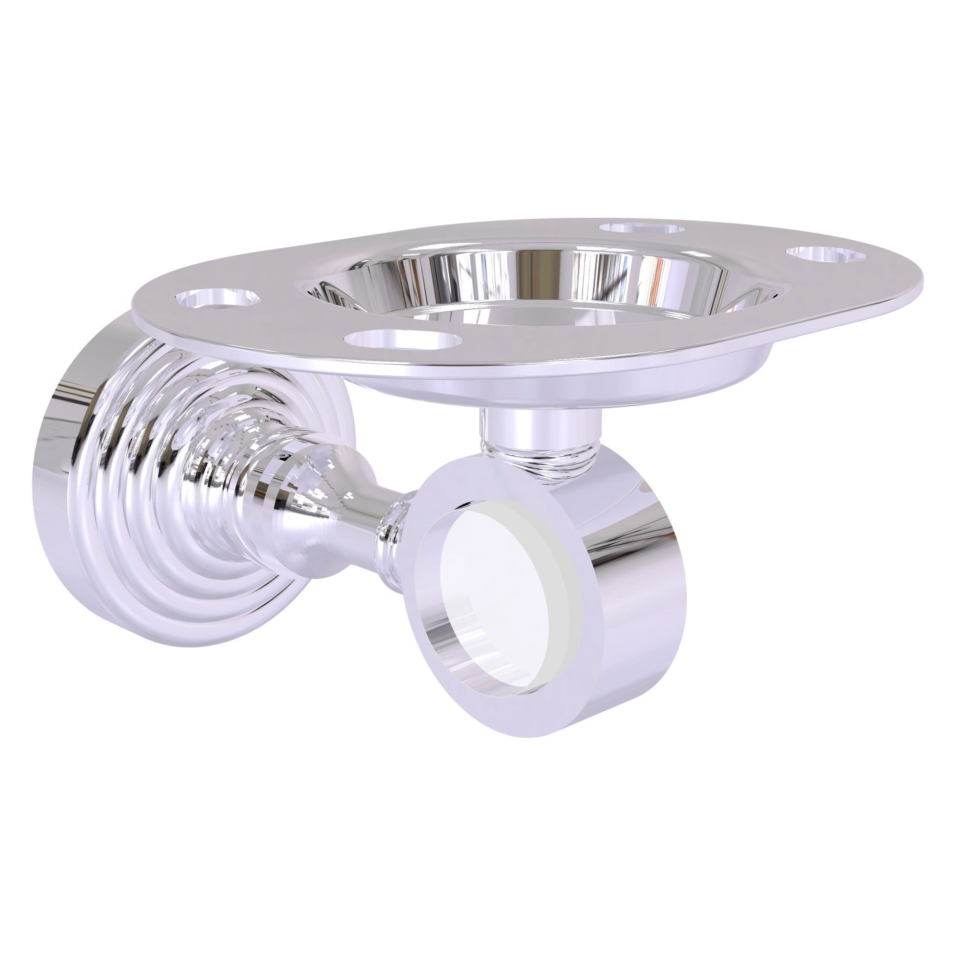 Allied Brass Pacific Grove 4.3" x 2.8" Polished Chrome Solid Brass Tumbler and Toothbrush Holder