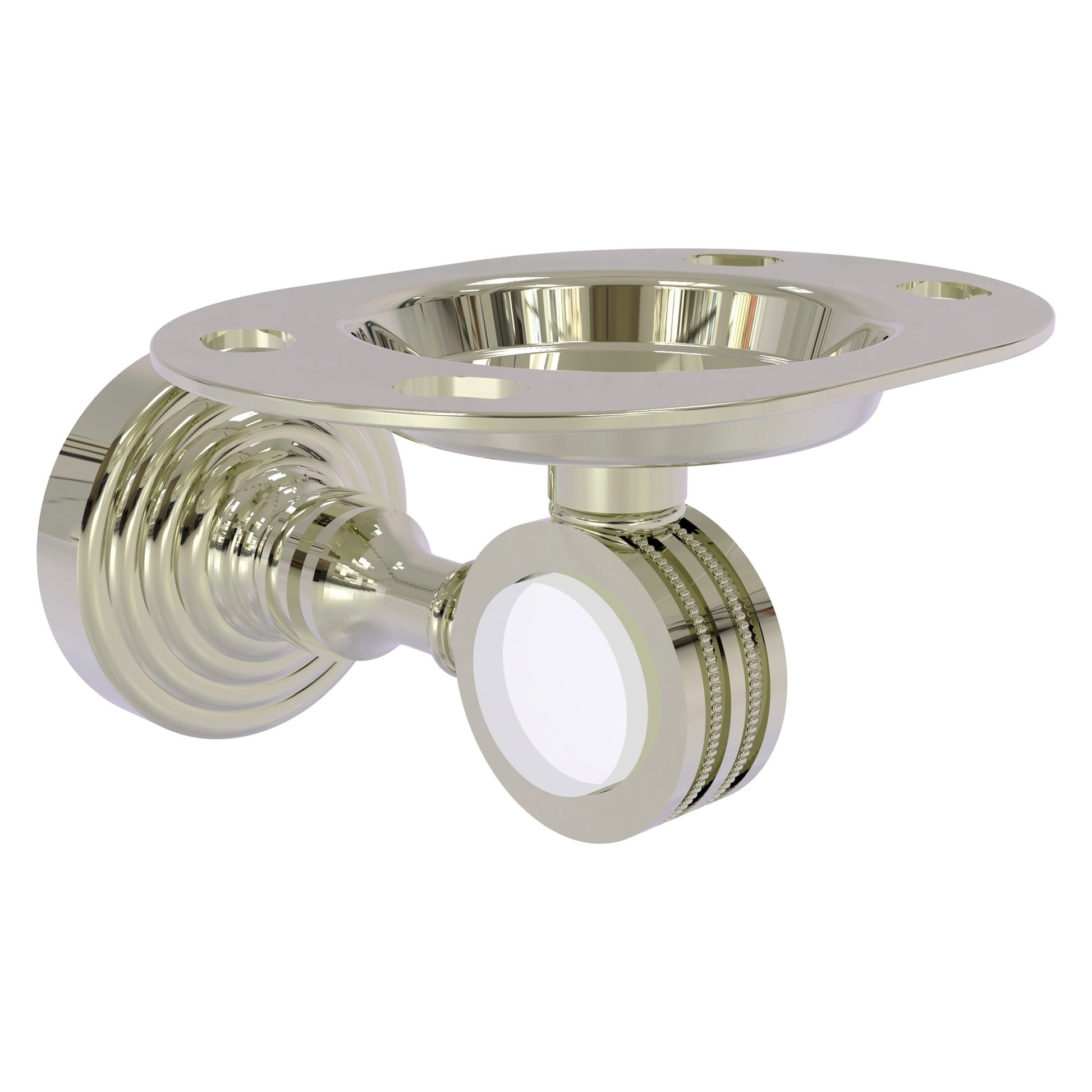 Allied Brass Pacific Grove 4.3" x 2.8" Polished Nickel Solid Brass Tumbler and Toothbrush Holder With Dotted Accents