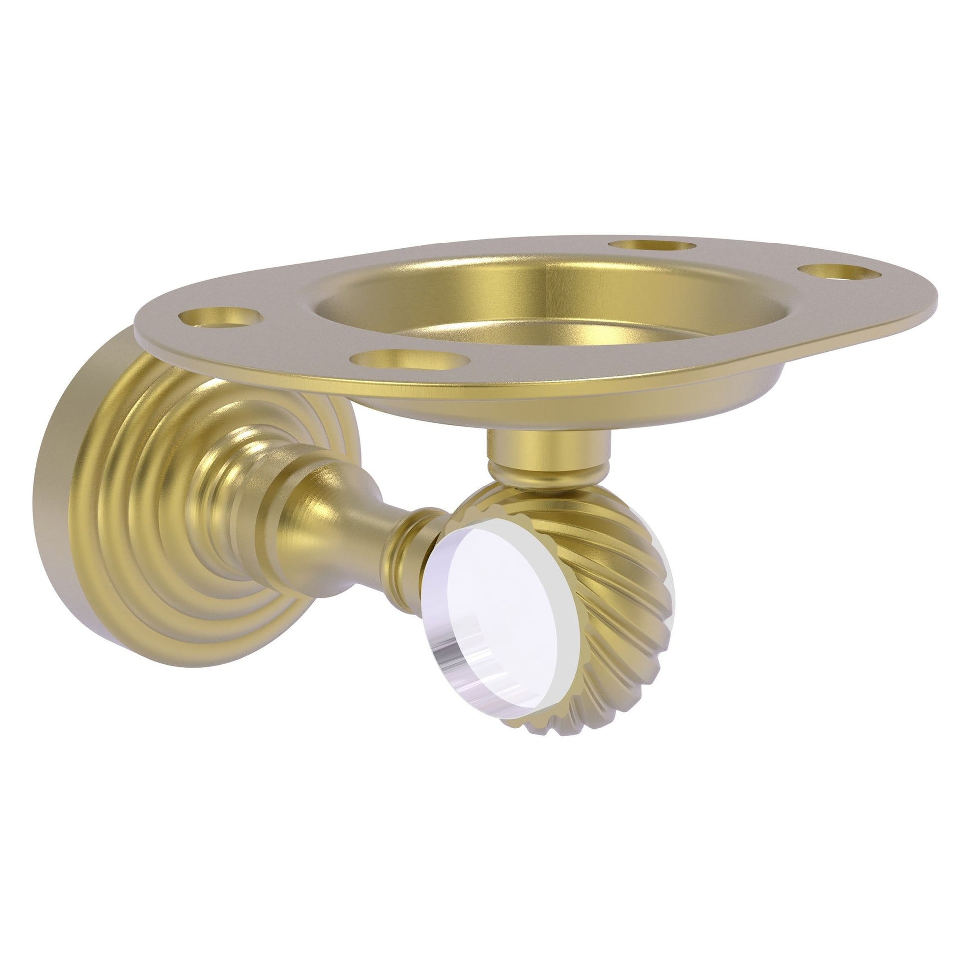 Allied Brass Pacific Grove 4.3" x 2.8" Satin Brass Solid Brass Tumbler and Toothbrush Holder With Twisted Accents